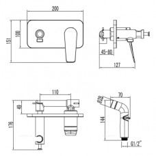 Гигиенический душ со смесителем Lemark Bronx встраиваемый LM3720BL