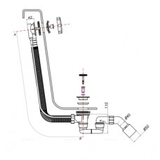 Сифон для ванны Omnires CGS (античная медь), TK104-1.25+64-SBR