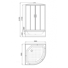 Душевая кабина Parly Classic Эконом 90х90 см EC92P стекло прозрачное с узором