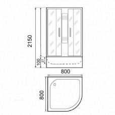 Душевая кабина Parly Frost 80х80 см F81W стекло прозрачное с узором