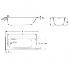 Стальная ванна Roca Contesa 120х70 см 212D06001