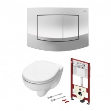 Комплект TECE Ambia 9400005.WC1 подвесной унитаз+ инсталляция+ кнопка смыва хром глянцевый