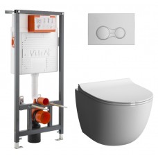 Комплект безободкового унитаза VitrA Sento Hygiene 9830B003-7207, кнопка глянцевый хром