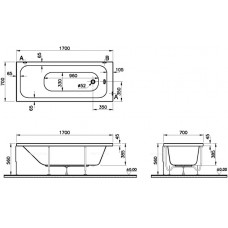 Акриловая ванна VitrA Optimum Neo, 170 х 70 см