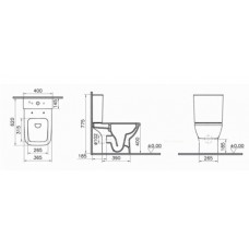 Унитаз-компакт VitrA Integra Square Open-Back с тонким сиденьем микролифт, 9833B003-7205