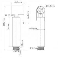 Гигиеническая лейка Wasserkraft A232 с фиксатором, 9063348