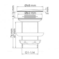Донный клапан Wasserkraft A244 Push-up без перелива, хром